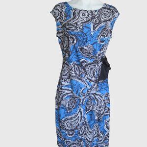 Blue paisley dress fit size M - RN 54874 ~ The Limited